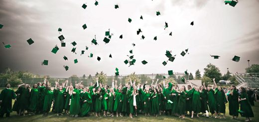Students Tossing Hats at Graduation