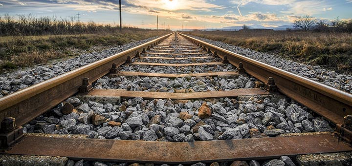 Railroad Tracks To Horizon